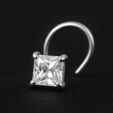 (4 Pcs ₹350 combo) Silver Nose Pin with Square Multicolour Stones